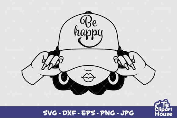 Be Happy Woman Cap: Graphics for Crafts & Content