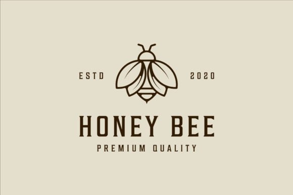 Bee Logo Line Art Vector Simple Design Graphics