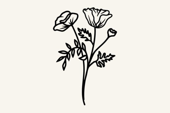 Birth Flower Poppy Graphics for Crafts
