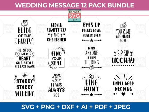 Funny Bride Groom Wedding SVG Bundle for Crafts & Graphics