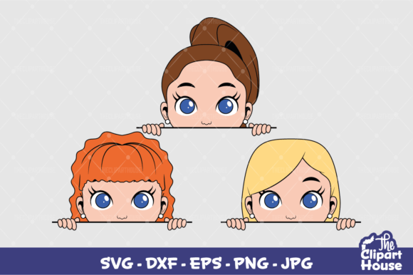 Girls Peeking Graphics for Crafts