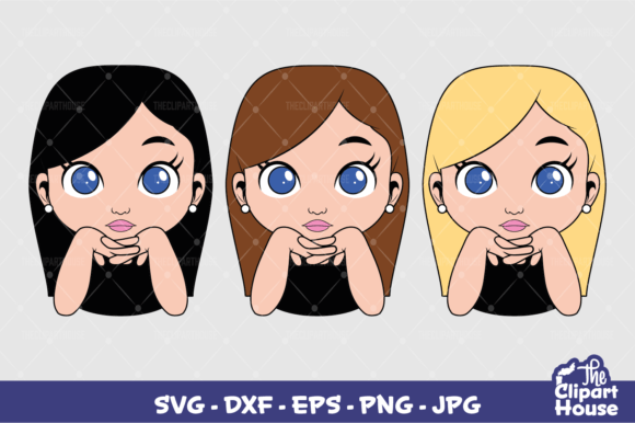 Long Hair Girl Graphics for Crafts