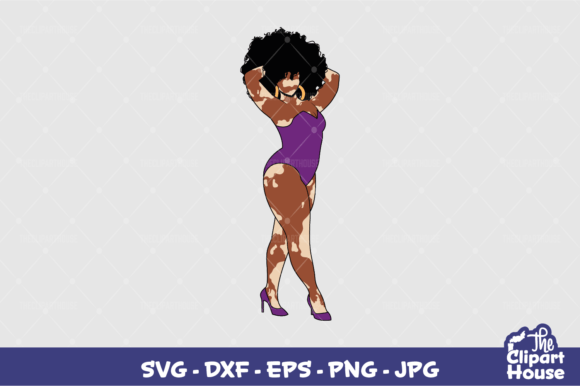 Vitiligo Black Woman Pose Graphics for Crafts