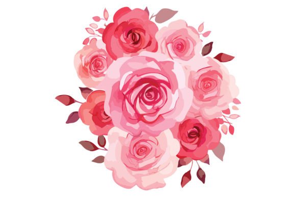 Watercolor Love Shape Arrangements Flora Graphics