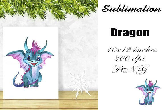 Watercolor Sublimation Dragon PNG: Graphics & Illustrations for Sellers